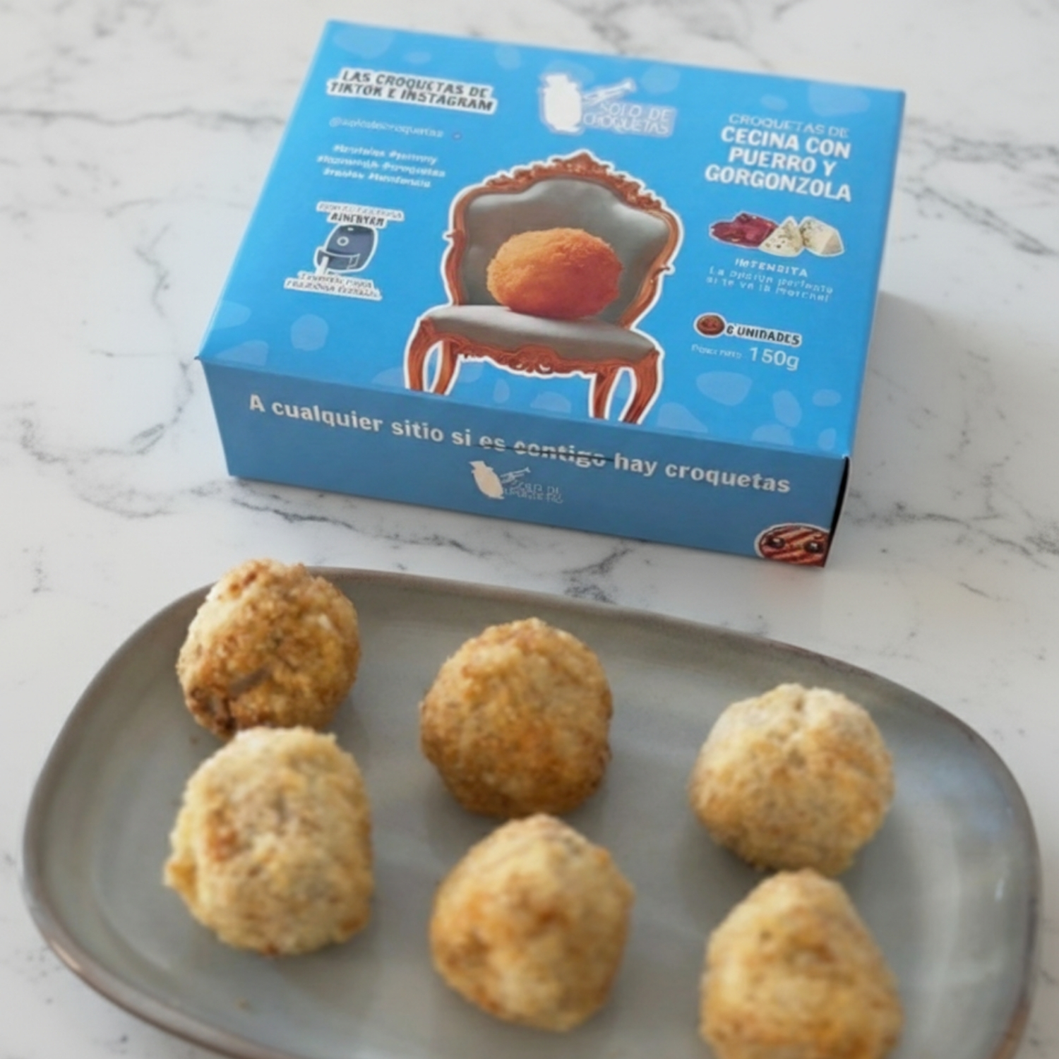 Croquetas de cecina con puerro y gorgonzola (6 uds.) - Imagen 4